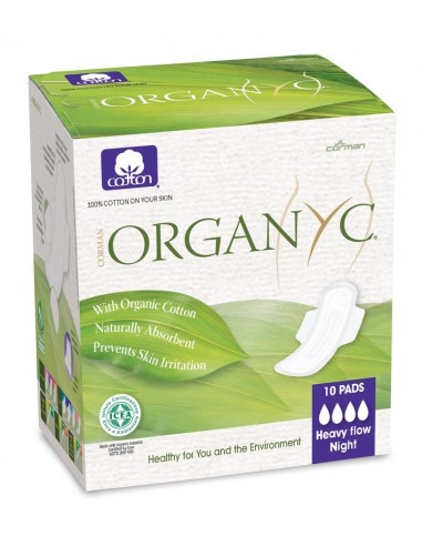 Compresas noche c/alas (bolsa ind) 100% algodón orgánico Organyc 10 uds - Imagen 1