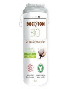 Discos desmaquillantes algodón bio Bocoton 80 uds
