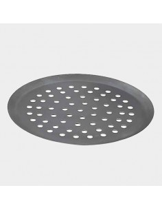 Molde redondo perforado pizza, hierro azul, 28cm