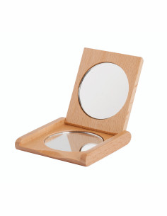 Espejo de bolsillo Redecker madera de haya y vidrio 5 cm