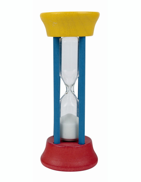 Reloj arena Redecker madera de haya azul y amarillo 10 cm - Imagen 1