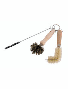 Set de 3 cepillos de limpieza de desagüe Redecker madera de haya metal fibre cerda