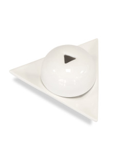 Quemador papel Armenia / incienso de cerámica blanco triangular con tapa 14 cm