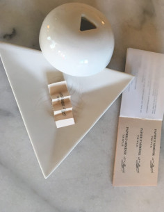 Quemador papel Armenia / incienso de cerámica blanco triangular con tapa 14 cm 2
