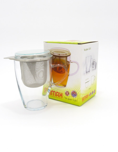 Imagen 1 - Taza de infusión de vidrio con filtro inox y tapa Ecodis 35 cl Taza de infusión de vidrio con filtro inox y tapa Ecodis 35 cl - Imagen 1
