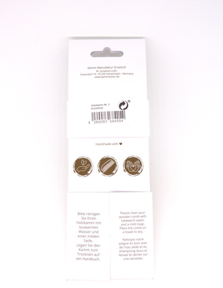 Peine de madera clásico para hombre grueso/fino Groetsch 16 cm - Imagen 3