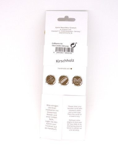 Peine de madera ancho con mango para pelo normal o rizado Groetsch 18 cm - Imagen 3