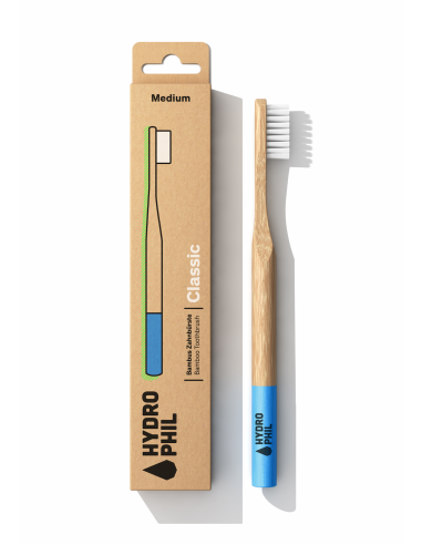 Cepillo dientes bambú Clásico medium, color natural/ océano Atlántico - Imagen 1