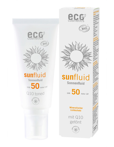 Protector solar fluido Q10 con color FPS 50 Eco Cosmetics 100 ml - Imagen 1