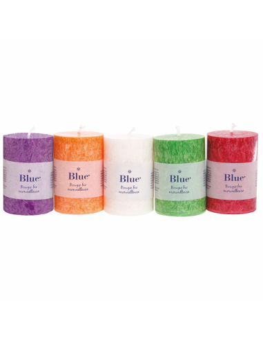 Velas estearina grande, colores variados 75 x 120 mm 483 gr, caja de 6 uds - Imagen 1